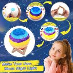 Paint Your Own Moon Lamp Kit, DIY 3D Night Light, with Stand, Paints & Brushes, Arts Crafts for Children to Paint, for Kids Preschool Learning Birthday Christmas Gift Ages 3 4 5 6 7 8 9 10 11 12+ by HAPMARS