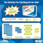 Intellio Toys Bright Builder - 100 Pieces Kids Fort Building Kit Blue and Green - Creative Fort for 4,5,6,7,8 Boy & Girls - STEM Building DIY Educational Learning Toy by Intellio Toys