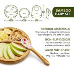 NutriChef Baby and Toddler, 3 Compartment Plate, Bowl, and Spoon Feeding Set- Silicon Suction, Non-Toxic All Natural Bamboo Baby Food Plate with Silicon Bib by NutriChef