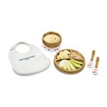 NutriChef Baby and Toddler, 3 Compartment Plate, Bowl, and Spoon Feeding Set- Silicon Suction, Non-Toxic All Natural Bamboo Baby Food Plate with Silicon Bib by NutriChef