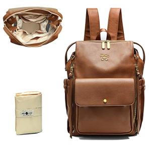 miss fong Diaper Bag Backpack Baby Diaper Bag for Girls and Boys, Leather Diaper Bag Backpack Diaper Bag Purse with 13 Pockets Diaper Bag Organizer,Changing Pad,Stroller Straps,4 Insulated Pockets from Favorest