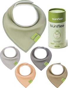 BUNFLEE Baby Bandana Drool Bibs for Boys and Girls - 5 Pack Soft and Absorbent Cotton Baby Bibs for Newborns and Toddlers - Gender Neutral Baby Gifts Idea - Cute Registry for Baby Shower Gifts from 