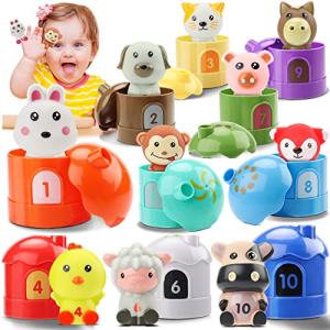 Farm Animal Toddler Toys for Baby: Kids Learning Toys 20 Pcs Finger Puppets with Counting, Matching, Bath, Role-play| Ideal Christmas Birthday Easter Gifts Stocking Stuffers for Boy Girls Toddlers 1-3 from Tozkizm