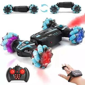 VANLINNY RC Stunt Car,4WD 2.4GHz Remote Control Car for Boys Girls 8-12 with Gesture Sensor,Monster Truck with Lights Spray 360Â° Flips,Double Sided Rotating Off Road Vehicle,Birthday Gift for Kids. from VANLINNY