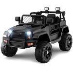 OLAKIDS Kids Ride On Truck, 12V Electric Vehicle Jeep Car with Remote Control, Toddlers Battery Powered Toy with 2 Speeds, Spring Suspension, Double Open Doors, LED Lights, Music, USB, Mp3 (Black) from Olakids