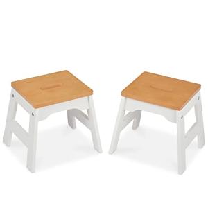 Melissa & Doug Wooden Stools - Set of 2 (White/Natural) by Melissa & Doug