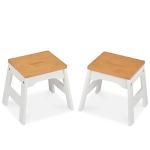 Melissa & Doug Wooden Stools - Set of 2 (White/Natural) by Melissa & Doug