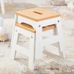 Melissa & Doug Wooden Stools - Set of 2 (White/Natural) by Melissa & Doug