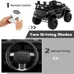 OLAKIDS Kids Ride On Truck, 12V Electric Vehicle Jeep Car with Remote Control, Toddlers Battery Powered Toy with 2 Speeds, Spring Suspension, Double Open Doors, LED Lights, Music, USB, Mp3 (Black) from Olakids