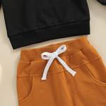 Toddler Infant Baby Boy Clothes Long Sleeve Letter Print T-Shirt Tops Solid Pants 2Pcs Fall Winter Outfits (B-Black , 6-12 Months ) from Chzstarly