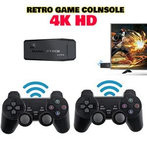 Wireless Retro Game Console,Built in 10000+ Classic Games Plug and Play Video Game System,Game Stick 4K HD Output with Dual 2.4G Wireless Controllers from zhikulong