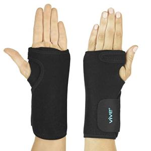 Vive Wrist Brace - Carpal Tunnel Hand Compression Support Wrap for Men, Women, Tendinitis, Bowling, Sports Injuries Pain Relief - Removable Splint - Universal Ergonomic Fit (Black, Left) from Vive Health