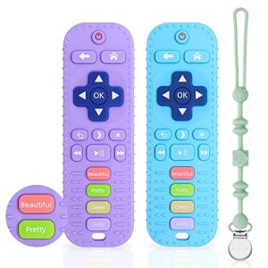 MISSLILI Baby Teether Toys - TV Remote Control Shape Silicone Toddler Teething Toys for Babies 6-12 Months, Boys Girls Baby Chew Toys, Relief Baby Teething Gum Discomfort from MISSLILI