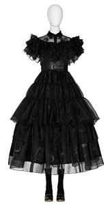 Womens Wednesday Addams Dress Costume Girls Wednesday Addams Cosplay Dance Dress Halloween Uniform Outfits (Black/Kids, 6 Years(Height 43.3-47.2")) from Weinaze