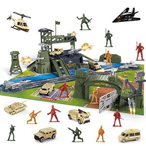 62 Pieces Military Base Set Army Men Toy Mini Action Figures Playset with Vehicles,Soldiers and Play Map Birthday Gifts for 3 4 5 6 7 8 Year Old Boys Girls Kids from LOVE LIFE