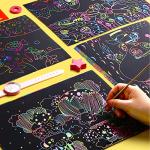 Scratch Art Rainbow Paper 36 Sheets, Colorful Magic Papers Black Scratch it Off Art Crafts Notes Boards with 4 Scratch Pen for Kids Holiday Birthday Gift (36 Papers) from VL-SP