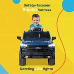 Kidzone 12V Battery Powered Licensed Chevrolet Silverado Trail Boss LT Kids Ride On Truck ATV Car, Toddler Electric Vehicles Toys w/ Remote Control, MP3/Bluetooth, Spring Suspension, LED Light, Black by Kidzone
