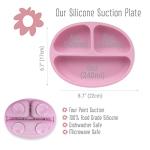 Elk and Friends Silicone Suction Plate for Babies/Toddlers + Stainless Steel Silverware Feeding Set | Divided Plate | Suction Design | Forks + Spoons Included | Perfect Gift | 3 Pack from 