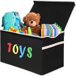 VICTOR'S Large Toy Box Chest with Lid, Collapsible Sturdy Toy Storage Organizer Boxes Bins Baskets for Kids, Boys, Girls, Nursery, Playroom, 26.8"x13.8" x16" (Black) by VICTOR'S