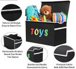 VICTOR'S Large Toy Box Chest with Lid, Collapsible Sturdy Toy Storage Organizer Boxes Bins Baskets for Kids, Boys, Girls, Nursery, Playroom, 26.8"x13.8" x16" (Black) by VICTOR'S