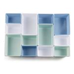 Amazon Basics Kids Toy Storage Organizer with 12 Plastic Bins - Grey Wood with Blue Bins by Hape International Ningbo Ltd