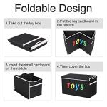 VICTOR'S Large Toy Box Chest with Lid, Collapsible Sturdy Toy Storage Organizer Boxes Bins Baskets for Kids, Boys, Girls, Nursery, Playroom, 26.8"x13.8" x16" (Black) by VICTOR'S