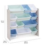 Amazon Basics Kids Toy Storage Organizer with 12 Plastic Bins - Grey Wood with Blue Bins by Hape International Ningbo Ltd