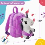 Pet Plush Stuffed Animal Backpack w/ Removable Unicorn Plush & Birth Certificate - Plushie Toy for Small Girls 3 - 4 - 5 Years Old - Kids Bag for Travel - Play - Overnight - White & Purple Rainbow by Little Jupiter