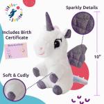 Pet Plush Stuffed Animal Backpack w/ Removable Unicorn Plush & Birth Certificate - Plushie Toy for Small Girls 3 - 4 - 5 Years Old - Kids Bag for Travel - Play - Overnight - White & Purple Rainbow by Little Jupiter