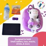 Pet Plush Stuffed Animal Backpack w/ Removable Unicorn Plush & Birth Certificate - Plushie Toy for Small Girls 3 - 4 - 5 Years Old - Kids Bag for Travel - Play - Overnight - White & Purple Rainbow by Little Jupiter