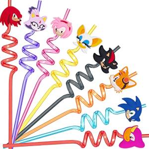 24 Reusable Straws, 8 Designs Drinking Straws Video Games Party Supplies Favors for Kids Birthday Party with 2 Cleaning Brush from PYDEE PARTY