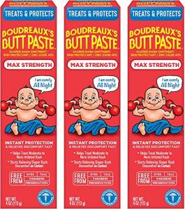 Boudreaux's Butt Paste Maximum Strength Diaper Rash Cream, Ointment for Baby, 4 oz Tube, 3 Pack from Prestige Consumer Healthcare