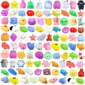 100Pcs Mochi Squishy Toy Individually Wrapped Squishies Toy for Kids Party Favors, Kawaii Squishy Animals Stress Relief Toy for Boys Girls Birthday Gift, Classroom Prizes, Christmas Goodie Bag(Random) from YAWEVEAY