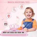 M SANMERSEN Toys for 3+ Year Old Girls - Kids Piano Keyboard 37 Keys Piano with Microphone Portable Electronic Keyboards Musical Instrument Educational Toys Birthday Gifts for Girls Age 3-6, Pink from M SANMERSEN