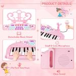 M SANMERSEN Toys for 3+ Year Old Girls - Kids Piano Keyboard 37 Keys Piano with Microphone Portable Electronic Keyboards Musical Instrument Educational Toys Birthday Gifts for Girls Age 3-6, Pink from M SANMERSEN