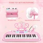 M SANMERSEN Toys for 3+ Year Old Girls - Kids Piano Keyboard 37 Keys Piano with Microphone Portable Electronic Keyboards Musical Instrument Educational Toys Birthday Gifts for Girls Age 3-6, Pink from M SANMERSEN