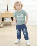 YALLET Toddler Boy Clothes 1-5T Boys Outfits Infant Short Sleeve T-Shirt Ripped Jeans 12 18 24 Months Baby Clothing Pants Set by 