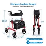 RINKMO Rollator Walkers for Seniors- Rollator Walker with Seat 8" Wheels- Easy Folding Senior Walker with Padded Backrest- Lightweight Mobility Walking Aid for Adult Elderly, Aluminum Frame, Red by RINKMO