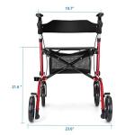 RINKMO Rollator Walkers for Seniors- Rollator Walker with Seat 8" Wheels- Easy Folding Senior Walker with Padded Backrest- Lightweight Mobility Walking Aid for Adult Elderly, Aluminum Frame, Red by RINKMO