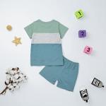 Toddler Boy Clothes 2T Baby Boys Summer Outfits Short Sleeve Patchwork Shirt & Shorts Set 2 Piece, Light Blue 2-3T/90cm by 