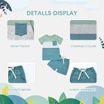 Toddler Boy Clothes 2T Baby Boys Summer Outfits Short Sleeve Patchwork Shirt & Shorts Set 2 Piece, Light Blue 2-3T/90cm by 