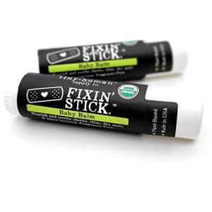 Fixin' Stick Organic Baby Balm 0.5oz, 2-pack for Baby's Red Cheeks, Drooly Chins, Drippy Noses and Dry Skin. No Artificial Dyes, Fragrances or Petrolatum. Cruelty Free. Made in USA. by Tiny Human Supply Co