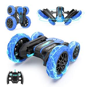 BEZGAR TD202 Remote Control Car - Double Sided RC Stunt Car, 360 Flip Spinning RC Cars with Bright Lights, Outdoor All Terrain Rechargeable Electric Car, Fun Toy Cars Gifts for Boys Kids and Adults from BEZGAR