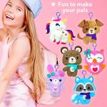 KRAFUN Unicorn Sewing Keyring Kit for Kids Age 7 8 9 10 11 12 Learn Art & Craft, Includes 6 Stuffed Animal Bear, Dog, Rabbit, Raccoon, Owl Dolls, Instruction & Felt Materials from KRAFUN