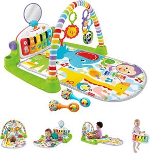 Fisher-Price Baby Gym with Kick & Play Piano Learning-Toy featuring Smart Stages Educational Content and 2 Soft Maracas Rattle-Toys [Amazon Exclusive] by Fisher-Price