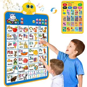Electronic Alphabet Wall Chart, Talking ABC, 123s, Music Poster, Kids Learning Toys for Toddlers 1-3, Interactive Educational Toddler Toy, Gifts for Age 1 2 3 4 5 Year Old Boys Girls - Blue from Dsprou