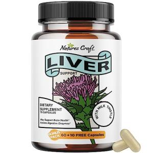 Liver Supplements with Milk Thistle - Artichoke - Dandelion Root Support Healthy Liver Function for Men and Women Natural Detox Cleanse Capsules Boost Immune System Relief - Natures Craft by Natures Craft