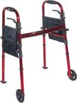 Walker KD Deluxe Portable Folding Travel with 5" Wheels and Legs Fold up (RED) by Healthline Trading