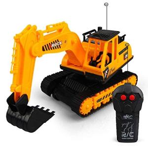 Remote Control Excavator Toy Truck RC Construction Vehicles for Boys Girls Kids RC Tractor with Working Sounds RC Tractor Construction Vehicles Toy by SURPZON