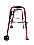 Walker KD Deluxe Portable Folding Travel with 5" Wheels and Legs Fold up (RED) by Healthline Trading
